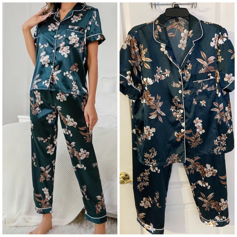 Pajama 2 Piece Set Floral EUC